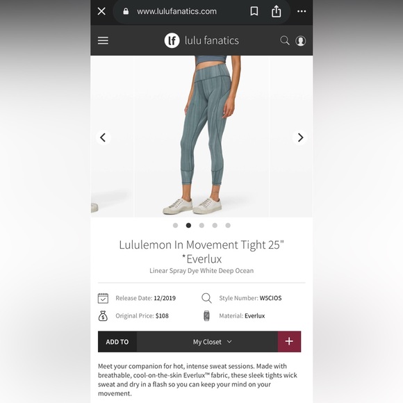 lululemon athletica In Movement Tight 25” in Linear Spray Dye White Deep Ocean - Picture 7 of 8